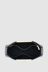 Internal product shot of the Oroton Miriam Textured Day Bag in Black Snake and Premium embossed leather for Women .