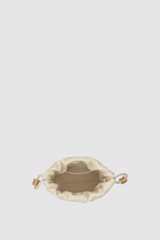 Internal product shot of the Oroton Nola Drawstring Pouch in Clotted Cream and Premium textured leather for Women .