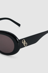 Detail product shot of the Oroton Soren Sunglasses in Black and Made from Acetate material for Women .