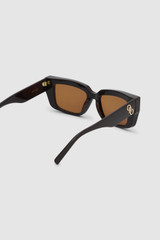 Detail product shot of the Oroton Spencer Sunglasses in Chocolate and Handcrafted acetate frame for Women .
