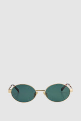 Front product shot of the Oroton Alex Sunglasses in Gold and Made from Metal & Acetate material for Women .