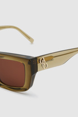 Detail product shot of the Oroton Spencer Sunglasses in Khaki Brown Mono and Made from Acetate material for Women .