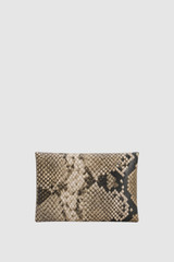 Back product shot of the Oroton Margot Keyring Pouch in Taupe/Black and Premium textured leather for Women .
