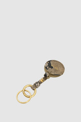 Internal product shot of the Oroton Cecile Airtag Keyring in Taupe/Black and Premium textured leather for Women .