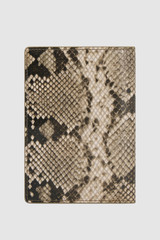 Back product shot of the Oroton Cecile Passport Sleeve in Taupe/Black and Premium textured leather for Women .