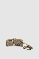 Front product shot of the Oroton Cecile Sunglass Case in Taupe/Black and Premium textured leather for Women .
