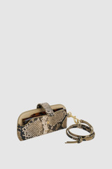 Detail product shot of the Oroton Cecile Sunglass Case in Taupe/Black and Premium textured leather for Women .