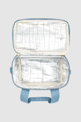 Internal product shot of the Oroton Kaia Zip Top Lunch Bag in Sky Blue and Canvas material for Women .