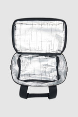 Internal product shot of the Oroton Kaia Zip Top Lunch Bag in Black and Canvas material for Women .