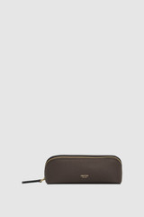 Front product shot of the Oroton Lilly Duet Sunglasses Case in Coffee Bean and Premium pebble leather for Women .