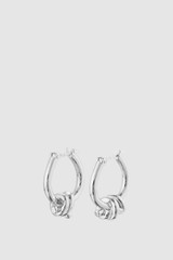Front product shot of the Oroton Julia Knot Hoop in Silver and Premium brass material for Women .