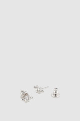 Detail product shot of the Oroton Julia Knot Stud in Silver and Premium brass material for Women .