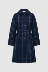 Front product shot of the Oroton Sunday Check Mac in North Sea and 100% cotton fabric for Women .