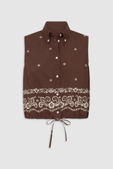 Front product shot of the Oroton Floral Bandana Crop Shirt in Milk Chocolate and 100% cotton fabric for Women .