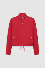 Front product shot of the Oroton Poplin Drawstring Shirt in Market Red and 100% cotton fabric for Women .