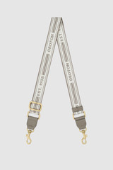 Front product shot of the Oroton Heather Narrow Webbing Strap in Oyster/Cream and 30mm Jacquard Logo Webbing for Women .