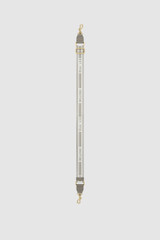 Front product shot of the Oroton Heather Narrow Webbing Strap in Oyster/Cream and 30mm Jacquard Logo Webbing for Women .