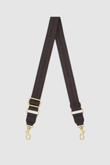 Front product shot of the Oroton Heather Narrow Webbing Strap in Burnt Umber/Umber and 30mm Jacquard Logo Webbing for Women .