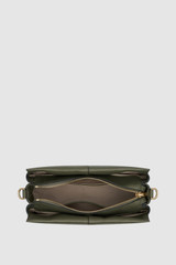 Internal product shot of the Oroton Dorit Small Day Bag in Olive and Premium pebble leather for Women .