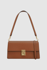 Front product shot of the Oroton Yvonne Shoulder Bag in Tan and Premium pebble leather for Women .