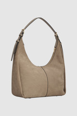 Back product shot of the Oroton Dorit Nubuck Hobo in Stone and Premium nubuck leather for Women .
