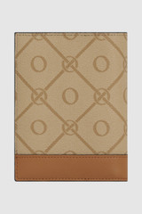 Back product shot of the Oroton Harvey Signature Passport Cover & Pen Holder in Stone/Tan and Printed PVC coated nylon canvas for Women .