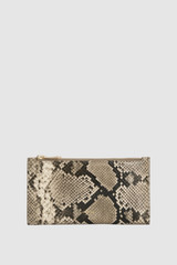 Front product shot of the Oroton Cecile Large Wallet in Taupe/Black and Textured leather outer for Women .