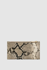Back product shot of the Oroton Cecile Large Wallet in Taupe/Black and Textured leather outer for Women .