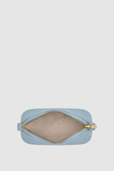 Internal product shot of the Oroton Eve Mini Beauty Case in Sky Blue and Premium pebble leather for Women .