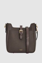 Front product shot of the Oroton Dylan Small Bucket in Coffee Bean and Premium pebble leather for Women .