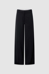 Front product shot of the Oroton Flat Front Pant in Black and 100% wool fabric for Women .