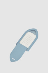 Back product shot of the Oroton Eve Luggage Tag in Sky Blue and Premium pebble leather for Women .