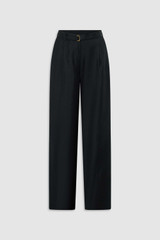 Front product shot of the Oroton Silk Belt Detail Pant in Black and 100% silk fabric for Women .