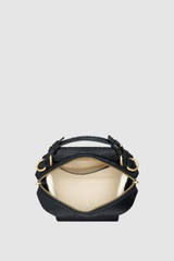 Internal product shot of the Oroton Mica Texture Mini Bowler in Black Snake and Premium textured leather for Women .