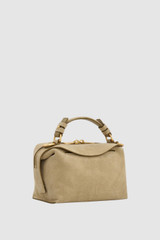 Back product shot of the Oroton Mica Suede Mini Bowler in Caper and Premium suede leather for Women .