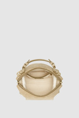 Internal product shot of the Oroton Mica Suede Mini Bowler in Caper and Premium suede leather for Women .