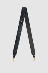 Front product shot of the Oroton Marmont Texture Shoulder Strap in Black Snake and Premium embossed leather for Women .