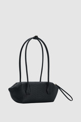 Back product shot of the Oroton Breeze Texture Baguette in Black Snake and Premium embossed leather for Women .