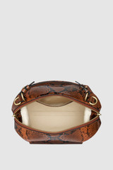 Internal product shot of the Oroton Mica Bowler in Copper Snake and Premium pebble grain leather for Women .