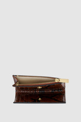 Internal product shot of the Oroton Mica Mini 10 Credit Card Zip Wallet in Copper Snake and Premium textured leather for Women .