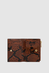 Internal product shot of the Oroton Mica Mini 10 Credit Card Zip Wallet in Copper Snake and Premium textured leather for Women .
