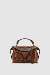Front product shot of the Oroton Mica Mini Bowler in Copper Snake and Premium textured leather for Women .
