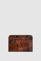 Front product shot of the Oroton Mica Credit Card Sleeve in Copper Snake and Premium textured leather for Women .