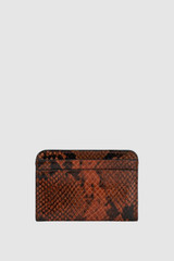 Back product shot of the Oroton Mica Credit Card Sleeve in Copper Snake and Premium textured leather for Women .