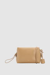 Front product shot of the Oroton Breeze Crackle Camera Bag in Pale Camel and Premium smooth leather for Women .