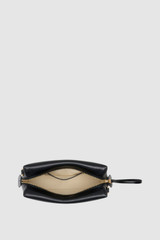 Internal product shot of the Oroton Breeze Crackle Camera Bag in Black and Premium smooth leather for Women .