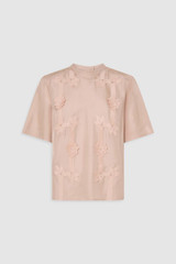 Front product shot of the Oroton Ribbon Trim Top in Rose Tint and 100% silk twill fabric for Women . IP:1
