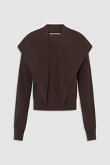 Front product shot of the Oroton Scarf Knit in Dark Chocolate and 100% mid-gauge Merino wool fabric for Women .