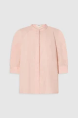Front product shot of the Oroton Sleeve Detail Shirt in Rose Tint and 100% cotton poplin fabric for Women .