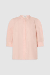Front product shot of the Oroton Sleeve Detail Shirt in Rose Tint and 100% cotton poplin fabric for Women .